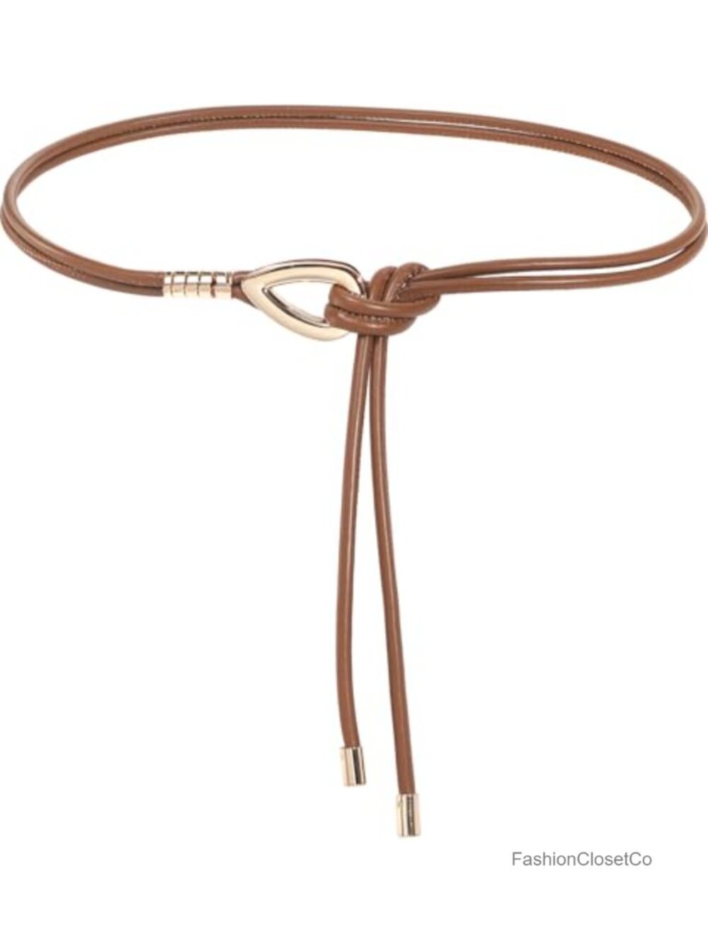 PU Leather Tie Waist Belt with Metal Buckle for Women